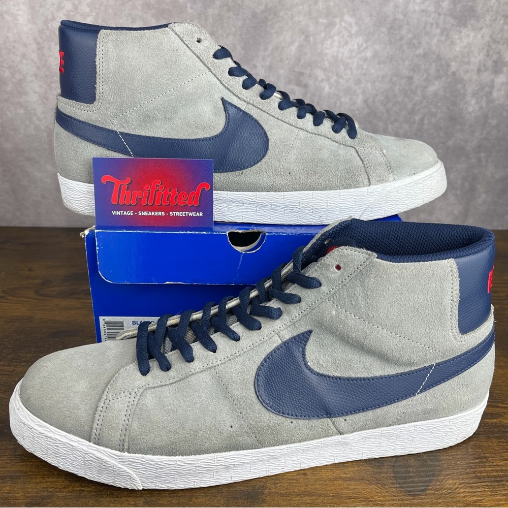 Nike SB Blazer Matte Silver Midnight Navy Size 14 310801-003 Gray Men’s Shoes OG